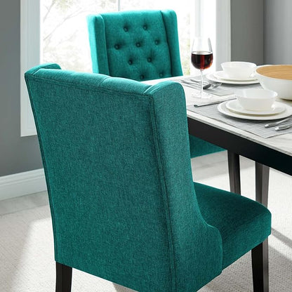 Modway Baronet Button Tufted Fabric, One Dining Chair, Teal - LeafyLoom