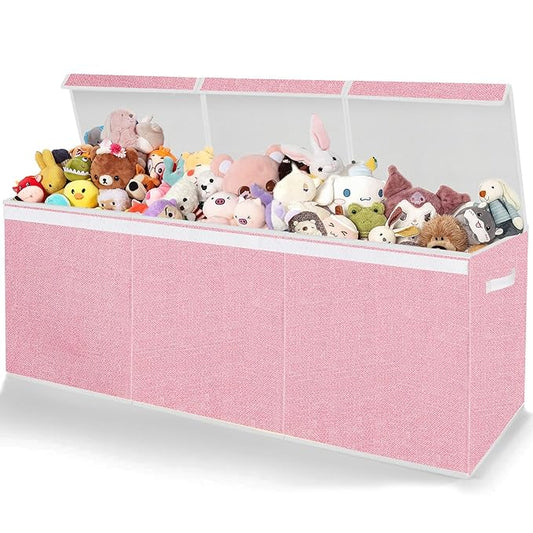 Toy Storage for Girls - Extra Large Kids Toy Box Chest,Collapsible Toy Organizers and Storage for Nursery,Playroom,Office 35.8"x12.6"x16"(Pink) - LeafyLoom