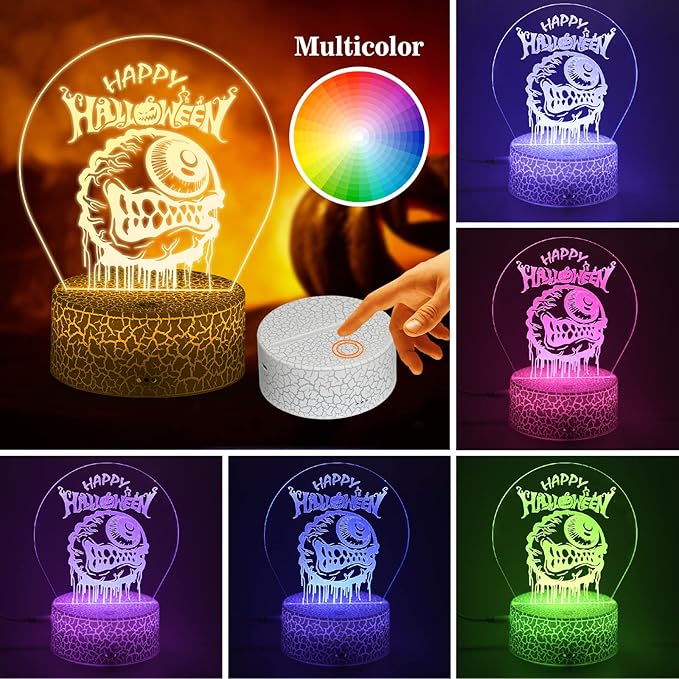 Halloween Decorations Limited Edition Scary Eyeball Decoration Indoor, Desk Visual 3D Lamp Night Light with Remote, Multiple Colour & Flashing Modes and Brightness Adjusted - LeafyLoom