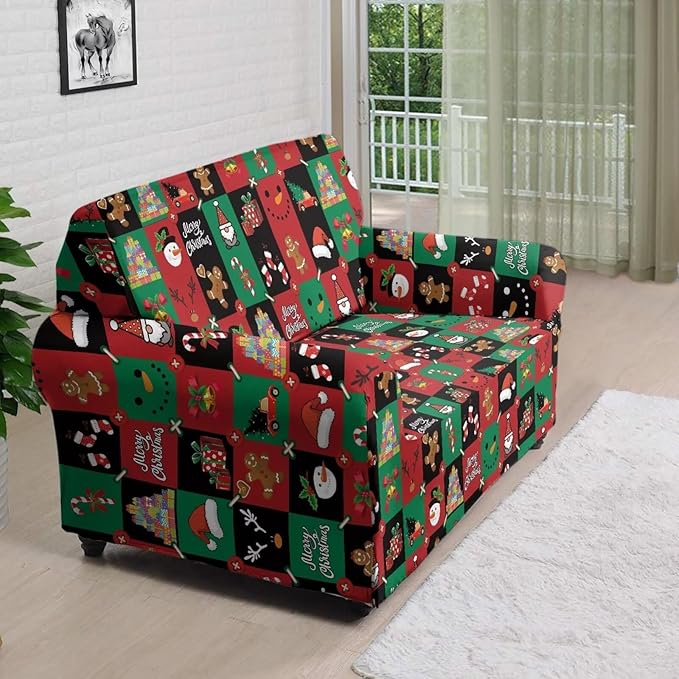 FKELYI Cute Christmas Furniture Protector Easy Going Stretch Sofa Slipcover Non-Slip Sofa Couch Cover Washable Sofa Slipcovers M FKELYI