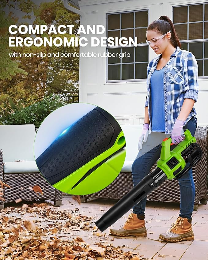 HARDELL Leaf Blower Cordless, 20V Electric Leaf Blower with Battery and Charger, 280 MPH Powerful Battery Powered Leaf Blower for Lawn Care, Patio, Yard, Side Walk, Snow Blowing - LeafyLoom