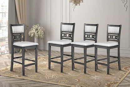 New Classic Furniture Gia Counter Dining Chair (Set of Four), Light Gray Fabric Upholstered Seat & Back Rest, Gray - LeafyLoom