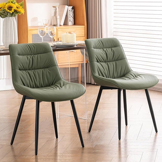 Kidol & Shellder Modern Dining Chairs Set of 2 Kitchen & Dining Room Chairs Upholstered Accent Chair Living Room Chairs Kitchen Chairs Comfy Chair for Bedrooms Waiting Room Home(Olive Green) - LeafyLoom