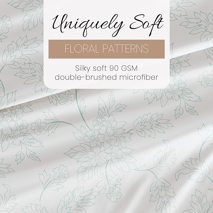 Linen Market 4 Piece King Bedding Sheet Set (Vines Aqua) - Sleep Better Than Ever with These Ultra-Soft & Cooling Bed Sheets for Your King Size Bed - Deep Pocket Fits 16" Mattress - LeafyLoom