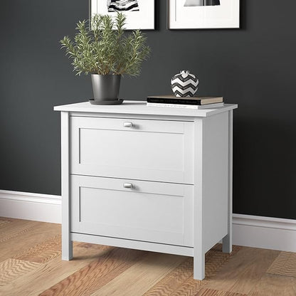 Bush Furniture Broadview 2 Drawer Lateral File Cabinet in Pure White - LeafyLoom