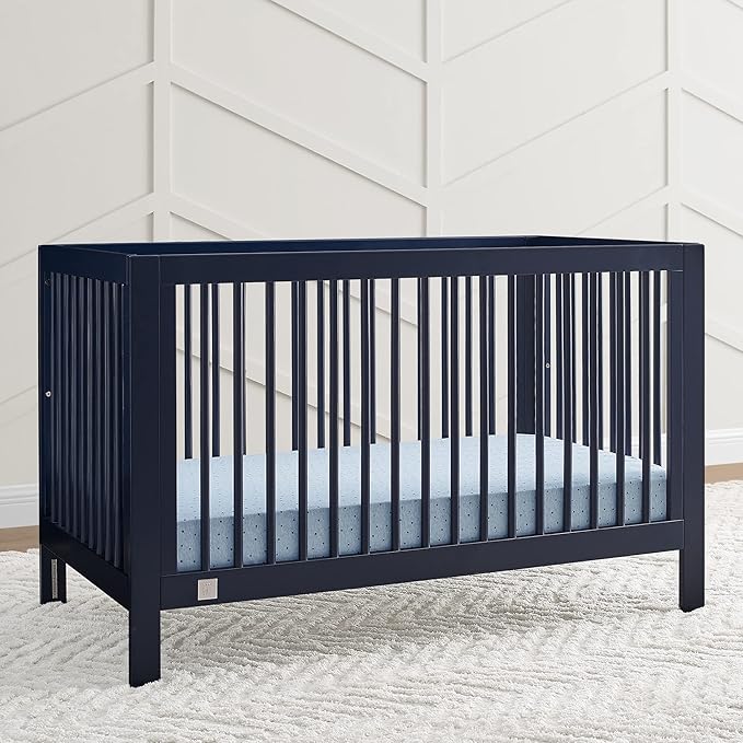 Delta Children babyGap Charlie 6-in-1 Convertible Crib + Brannan Bear Bookcase with Bins + Brannan Bear Wall Shelf with 4 Hooks, Navy (Bundle) - LeafyLoom