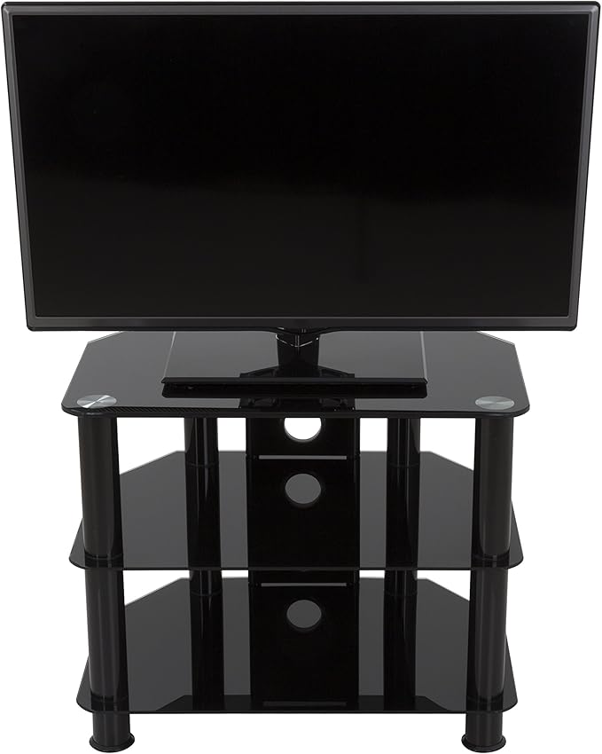 AVF Steel TV Stand with Cable Management for up to 32" TVs in Black - LeafyLoom