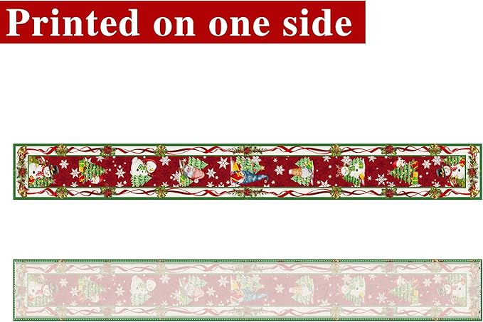 Christmas Table Runner 108 Inches Long Snowflake Buffalo Plaid Table Runner Christmas Theme Holiday Xmax Snowman Gnome Christmas Table Runner for Kitchen Dining Table Home Party Decorations Unibyby