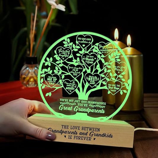 Grandparent Gifts from Grandkids, Lamp Present for Granddaughter Grandson, Night Light with Wooden Base, Gifts for Birthday, Mothers' Day, Thanksgiving, Why I Love You, Desk Decoration - LeafyLoom