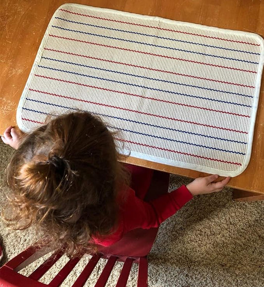 Kids Rug Montessori Mat Children Playing Mat for Nursery Cotton Montessori Working Rug Suitable for Uppercase Letters, 23.6''×31.5'', Stripes - LeafyLoom