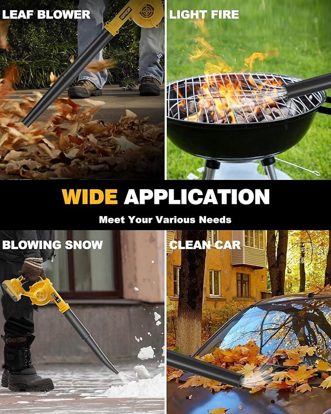 Cordless Leaf Blower for Dewalt 20V Max Battery(Not Battery), 130 MPH Electric Leaf Blower, Variable Speed Battery Powered Leaf Blowers for Yard Lawn Care/Snow Blowing - LeafyLoom