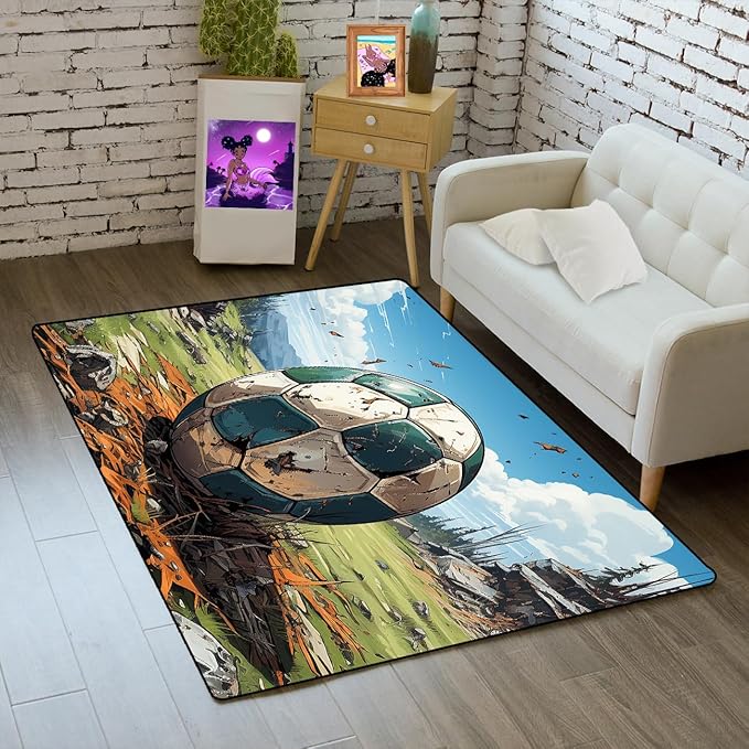 Football Rug for Boys Bedroom - Kids Rug Football Rug Basketball Rugs for Teen Boys Bedroom Football Carpet for Boys Bedroom Football Rugs for Boys Girls Sports Room,2'×3' - LeafyLoom