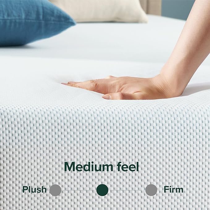 ZINUS 10 Inch Green Tea Cooling Memory Foam Mattress [New Version], King, Fiberglass free, Medium Firmness, Cooling Gel Foam, Certified Safe Foams & Fabric, Mattress in A Box - LeafyLoom