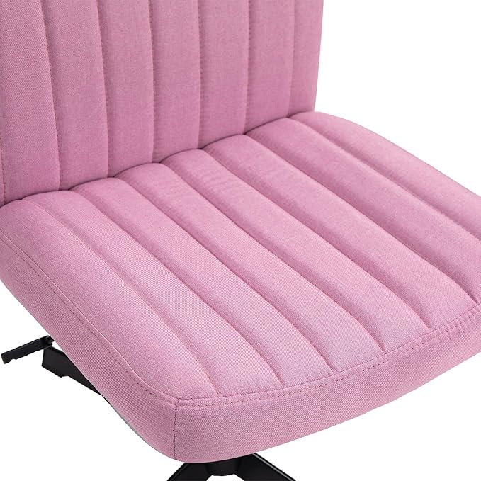 Panana Office Chair Fabric Padded Seat Armless Desk Chair Swivel Computer Task Chair Mid-Back No Wheels Accent Chair (Pink) - LeafyLoom