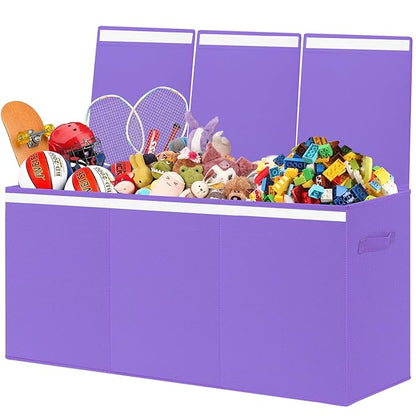 Extra Large Toy Box for Girls Boys - Collapsible Toy Chest Boxes Organizers and Storage for Nursery,Playroom,Office (Violet) 35.8"x12.6"x16" - LeafyLoom