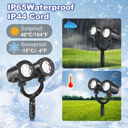 Snowflake Projection Light, Christmas Outdoor Double Headed Snowflake Projection Light, LED Snowfall Spotlight IP65 Waterproof Rating, Suitable for Christmas Garden Decoration (HT-TY-13) MVRPDXC