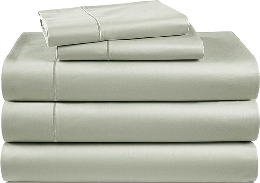 LANE LINEN Split King Sheets for Adjustable Beds - 1000 Thread Count 5 Piece Set 100% Egyptian Cotton Sateen Weave Cool Breathable & Soft 2 Fitted Fits Upto 17" Deep Pockets Mineral - LeafyLoom