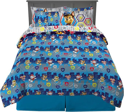 Franco Kids Bedding Super Soft Comforter and Sheet Set with Sham, 7 Piece Full Size, Paw Patrol Movie - LeafyLoom