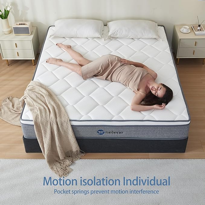 Full Size Mattress, 12 Inch Mattress Full with Pocket Spring and Memory Foam for Pressure Relief, Motion Isolation, Edge Support, Medium Firm Mattress in a Box, CertiPUR-US, Grey - LeafyLoom