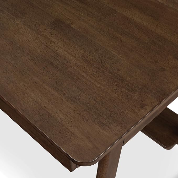 Finch Darren Home Office Drawer Mid Century Accent Desk, 43 Inch Wide Simple Modern Study Table, Walnut Brown - LeafyLoom