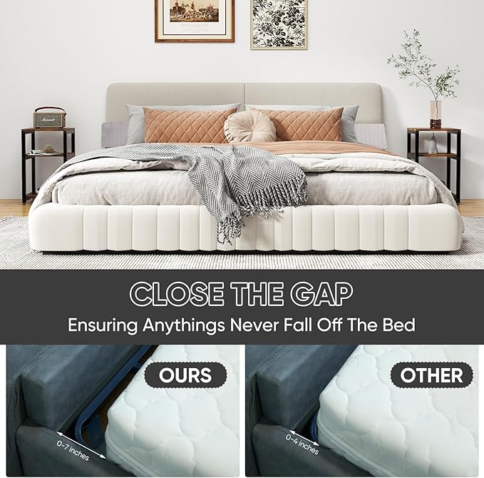 4 Modes Queen Size Wedge Pillow Headboard for Bed Gap, Foldable Bed Wedge Pillow Gap Filler, Mattress Gap Filler, Long Pillow for Bed Triangle Pillow, Fill The Gap (0-7) Between Headboard and Mattress - LeafyLoom