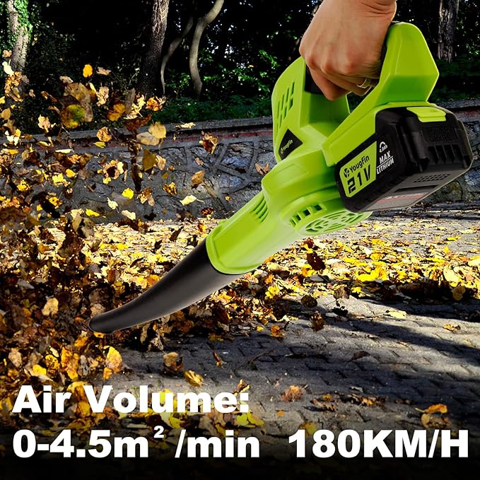 YOUGFIN Cordless Leaf Blower,21V Battery Powered Leaf Blower for Lawn Care, Electric Lightweight Mini Leaf Blower (Battery & Charger Included) - LeafyLoom