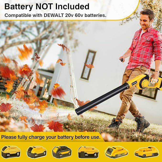 Cordless Leaf Blower for Dewalt 20V Max Battery (NO Battery), 200MPH Mini Leaf Blower with 3 Variable Speed, Electric Handheld Leaf Blower for Yard Care,Patio,Porch,Workbench Clean (Bare Tool) - LeafyLoom