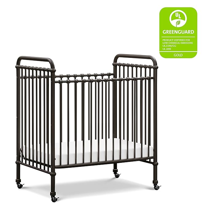 NAMESAKE Abigail 3-in-1 Convertible Mini Metal Crib in Vintage Iron, Greenguard Gold Certified - LeafyLoom