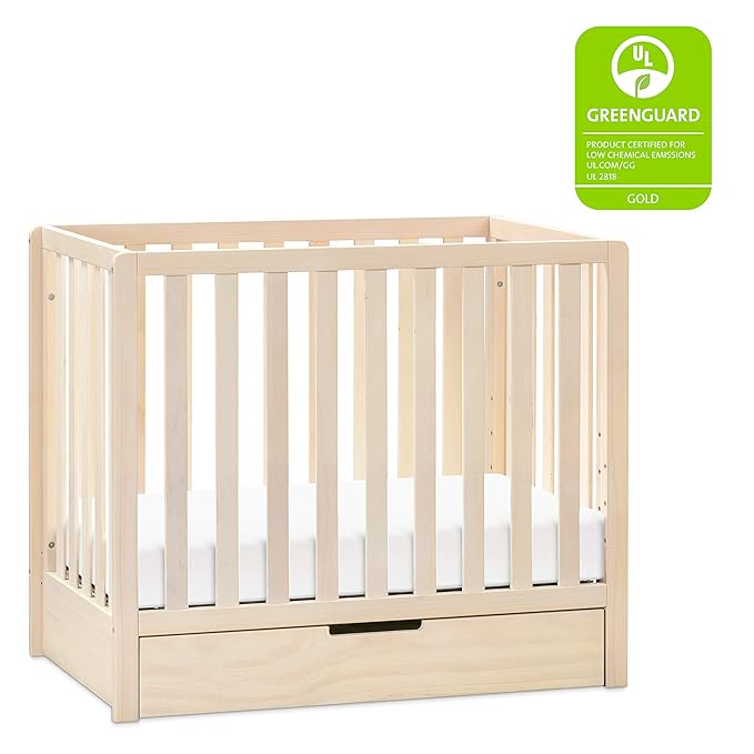 Carter's by DaVinci Colby 4-in-1 Convertible Mini Crib with Trundle Drawer in Washed Natural, Greenguard Gold Certified, Undercrib Storage - LeafyLoom