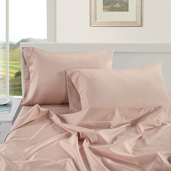 LANE LINEN Luxury 100% Egyptian Cotton Bed Sheets - 1000 Thread Count 4-Piece Sepia Rose Calking Set Long Staple Bedding Sateen Weave Hotel Fits Upto 17" Mattress - LeafyLoom