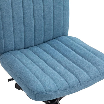 Panana Office Chair Fabric Padded Seat Armless Desk Chair Swivel Computer Task Chair Mid-Back No Wheels Accent Chair (Blue) - LeafyLoom