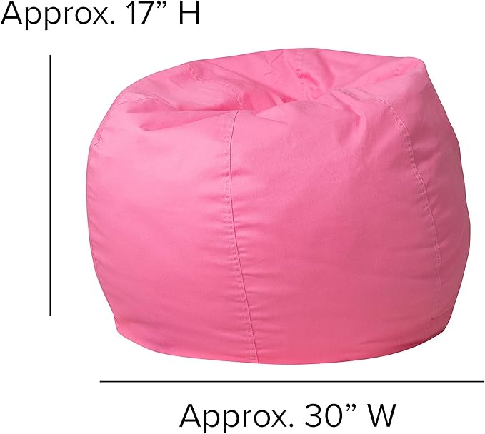 Flash Furniture Dillon Small Bean Bag Chair for Kids and Teens, Foam-Filled Beanbag Chair with Machine Washable Cover, Light Pink - LeafyLoom