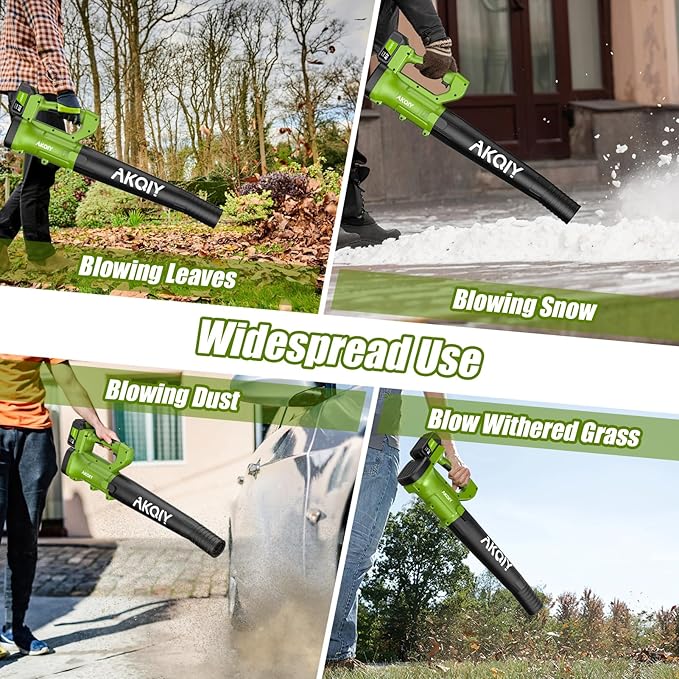 Cordless Leaf Blower - 90 MPH/440 CFM, Brushless Motor, Electric Leaf Blower, 2 X 21V 4.0Ah Battery and Charger,Lightweight and Powerful Battery Operated for Lawn Care, Yard, Garage Cleaning - LeafyLoom