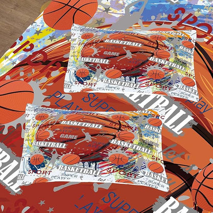 Tailor Shop Basketball Comforter Sets Full Size,Kids Bedding Sets for Boys,Basketball Bedding Sets for Boys Teens,Sport Comforter Sets with 1 Comforter 2 Pillowcases………… Pillowcases… - LeafyLoom