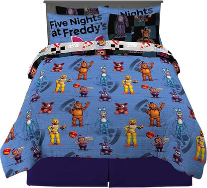 Franco Kids Bedding Super Soft Comforter and Sheet Set with Sham, 7 Piece Full Size, Five Nights At Freddy's - LeafyLoom