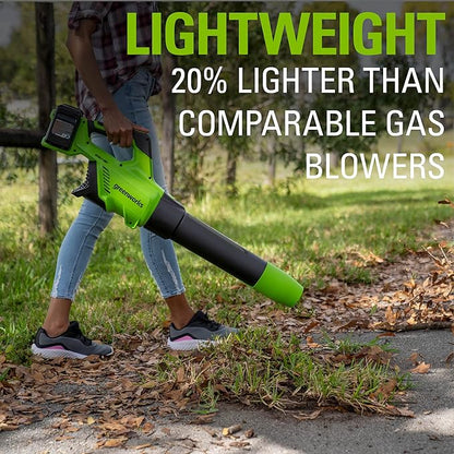 Greenworks 48V (2 x 24V) Cordless Axial Leaf Blower (125 MPH / 515 CFM / 125+ Compatible Tools), (2) 2.0Ah Batteries and Dual Port Charger Included - LeafyLoom