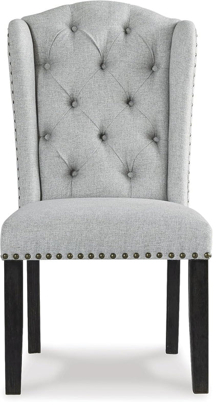 Signature Design by Ashley Jeanette Traditional Tufted Upholstered Wingback Dining Chair, 2 Count, Light Gray - LeafyLoom