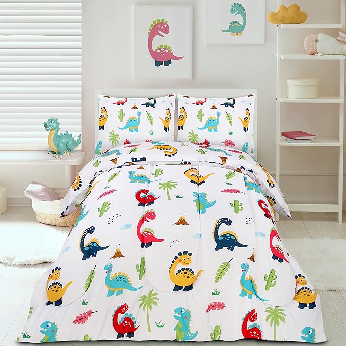 Utopia Bedding All Season Dinosaur Comforter Set with 2 Pillow Cases, 3 Piece Soft Brushed Microfiber Kids Bedding Set for Boys/Girls, Machine Washable (Twin) - LeafyLoom