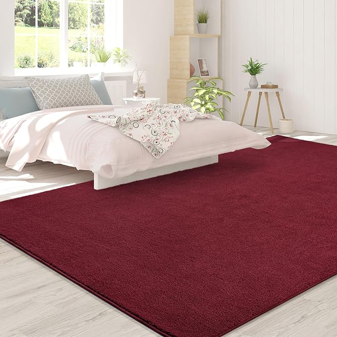 Area Rugs for Bedroom Living Room, 4x6 Rose Red Super Soft Comfy Thickened Memory-Foam Indoor Carpets, Modern Aesthetic Minimalist Carpet for Boys Girls Adults Apartment Nursery Home Décor - LeafyLoom