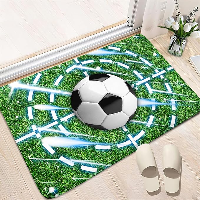 Football Rug for Boys Room - Soccer Rug for Boys Room Football Printed Rug for Kids Room Football Decor for Boys Bedroomsports Ball Doormat for Living Room Bedroom,2'×3' - LeafyLoom