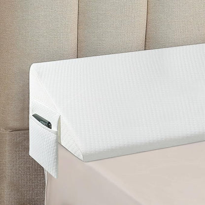 King Bed Wedge Pillow - Versatile Wedge Pillow Bed Gap Filler. Can Also be Used as a headboard Pillow, Mattress Wedge, and Bed Gap Filler (White 54"x10"x6") - LeafyLoom