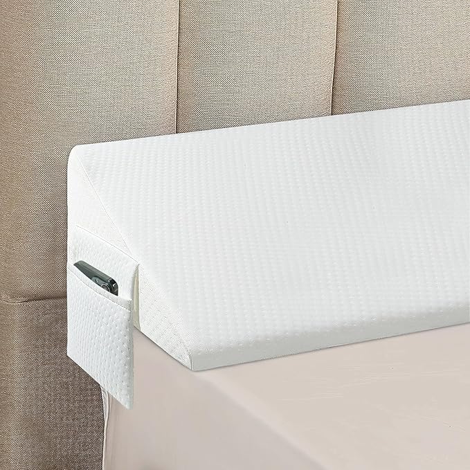 King Bed Wedge Pillow - Versatile Wedge Pillow Bed Gap Filler. Can Also be Used as a headboard Pillow, Mattress Wedge, and Bed Gap Filler(White 60"x10"x6") - LeafyLoom