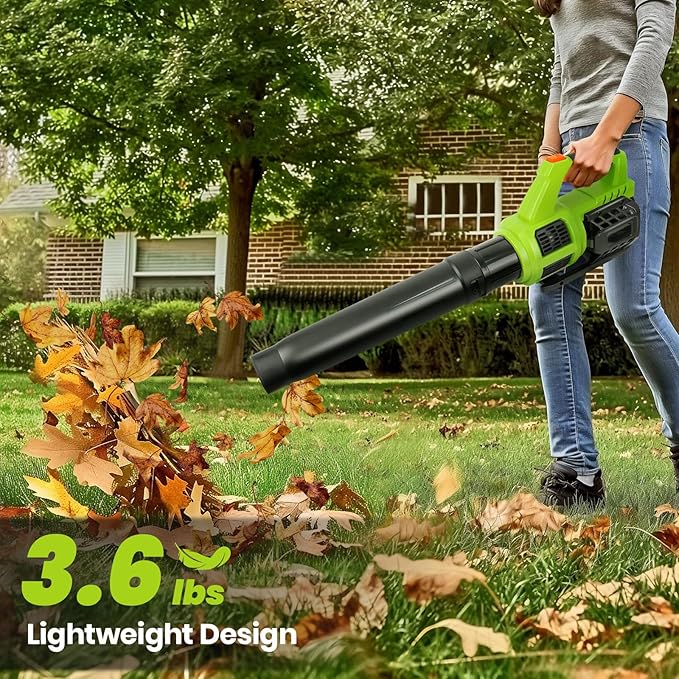 HARDELL Cordless Leaf Blower, 20V Electric Leaf Blower with 4.0Ah Battery and Charger, 280MPH/400CFM High Speed Leaf Blowers for Lawn Care, Blowing Leaves, Dust and Snow - LeafyLoom