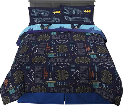 Franco Kids Bedding Super Soft Comforter and Sheet Set, 5 Piece Full Size, Batman - LeafyLoom