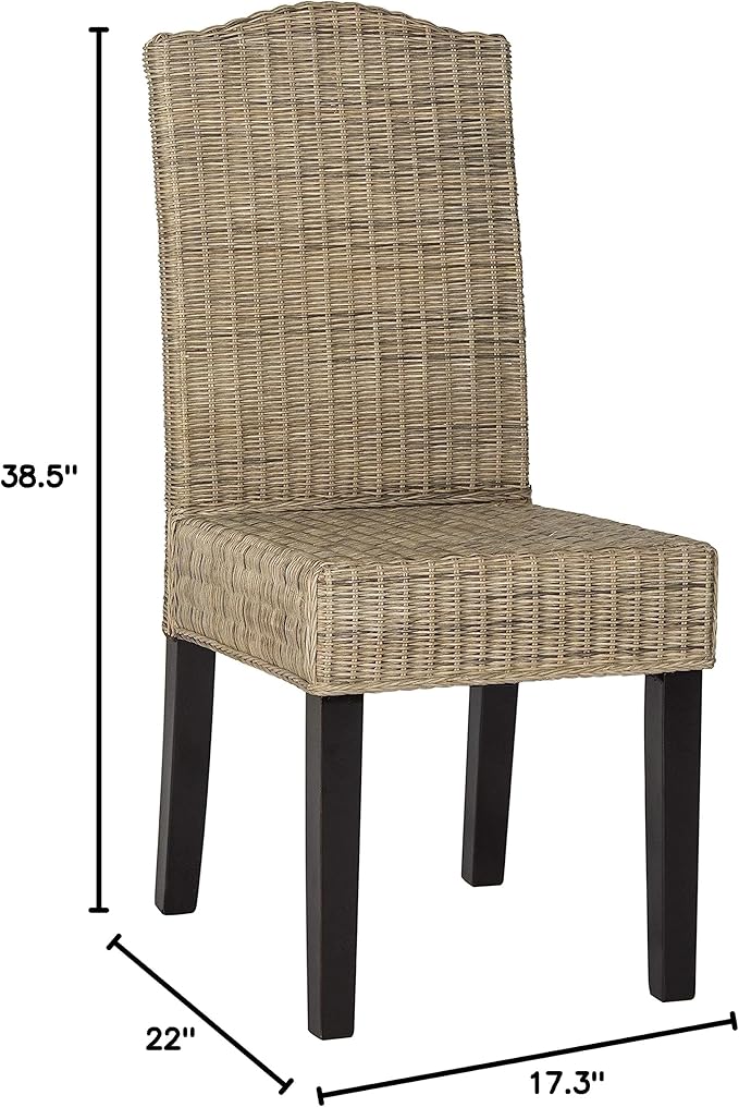 Safavieh Home Collection Odette Grey Wicker Dining Chair - LeafyLoom