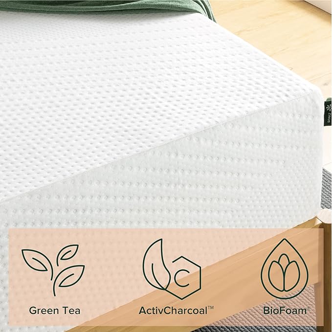 ZINUS 12 Inch Green Tea Essential Memory Foam Mattress, Twin, Mattress in A Box, Affordable Mattress, CertiPUR-US Certified - LeafyLoom