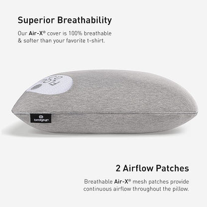 Bedgear Flow Cuddle Curve Pillow - Size 0.0 - Breathable Side Sleeper Pillow - Soft Bed Pillow - Hypoallergenic and Removable Cover - 20" W x 26" L x 4.75" H - LeafyLoom