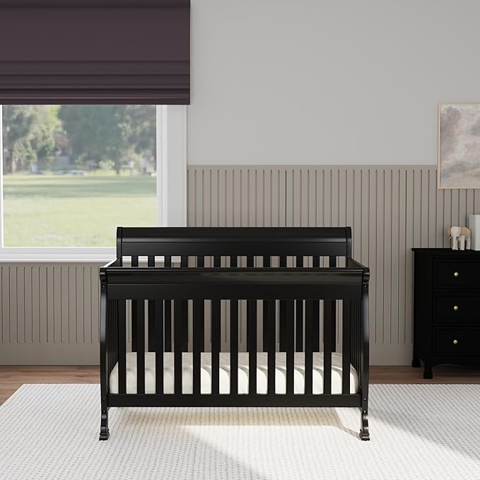 DaVinci Kalani 4-in-1 Convertible Crib in Ebony, Greenguard Gold Certified - LeafyLoom