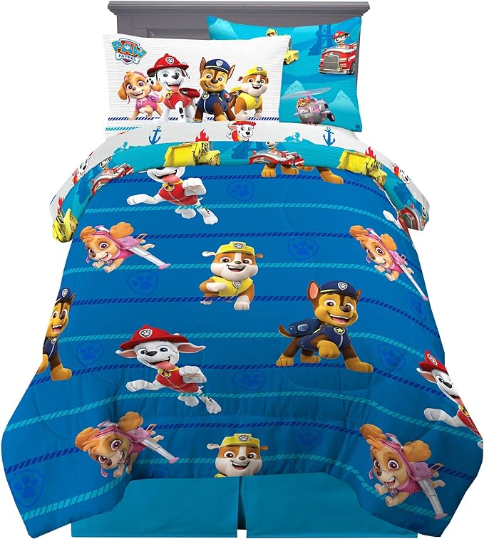 Paw Patrol Kids Bedding Super Soft Comforter and Sheet Set with Sham, 5 Piece Twin Size, (100% Officially Licensed Nickelodeon Product) By Franco - LeafyLoom