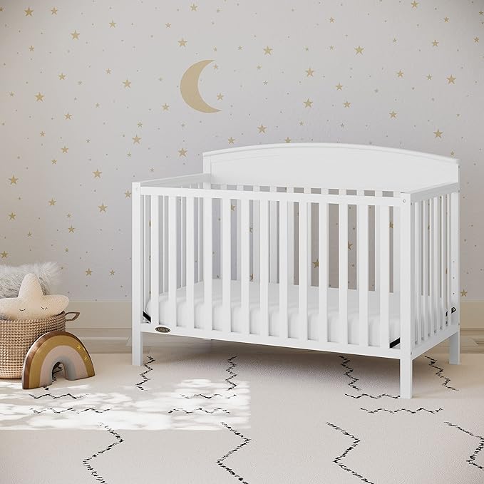 Graco Benton 5-in-1 Convertible Crib (White) – GREENGUARD Gold Certified, Converts from Baby Crib to Toddler Bed, Daybed and Full-Size Bed, Fits Standard Full-Size Crib Mattress - LeafyLoom